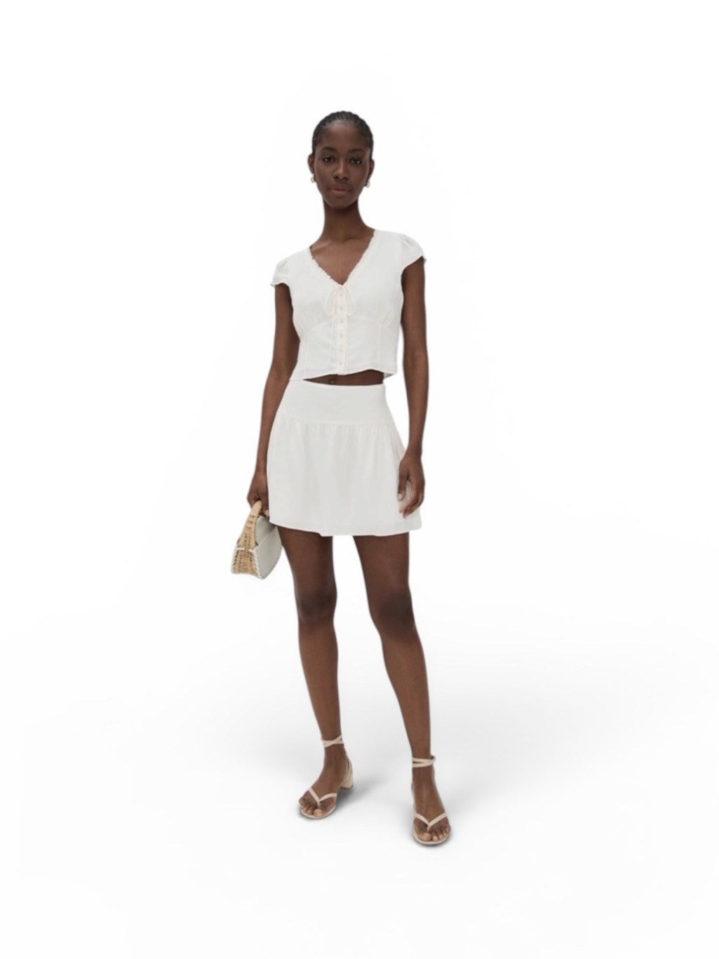 Nwt Reformation Dorothea Two Piece Crepe Set Ivory Sz 12